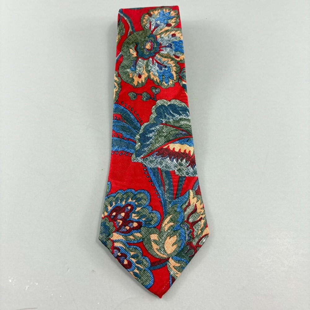 Windridge Mervyn's Red Floral Men's Tie 3 3/4" x 59 1/2" Vintage